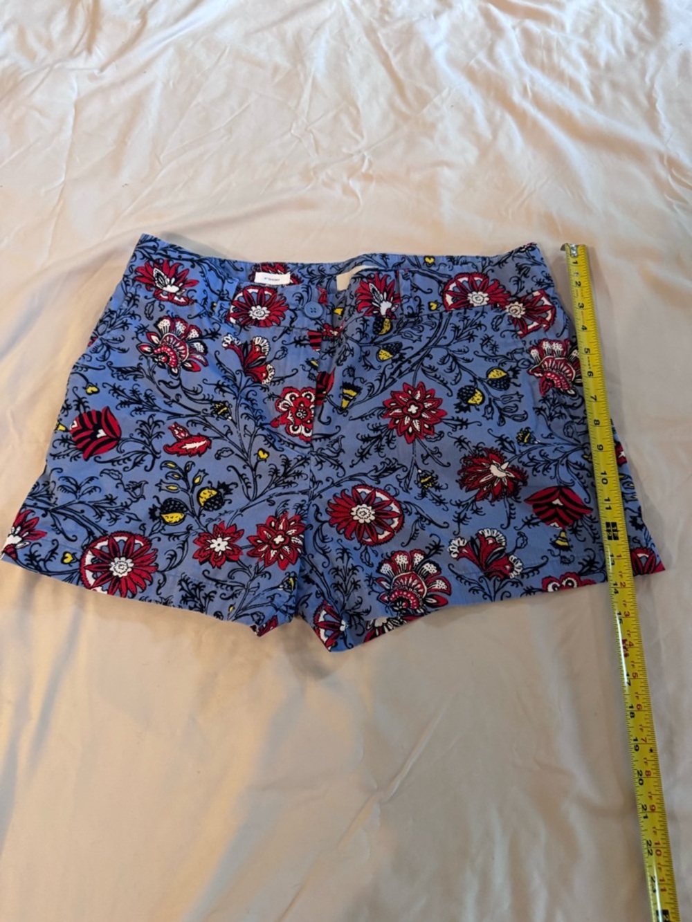 LOFT Blue Floral High-Waist Shorts